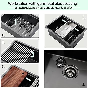 Amazon.com: EcoChannels Undermount Kitchen Sink, 24 x 19